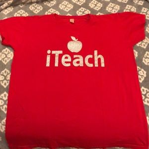 Red t-shirt glitter teacher size medium